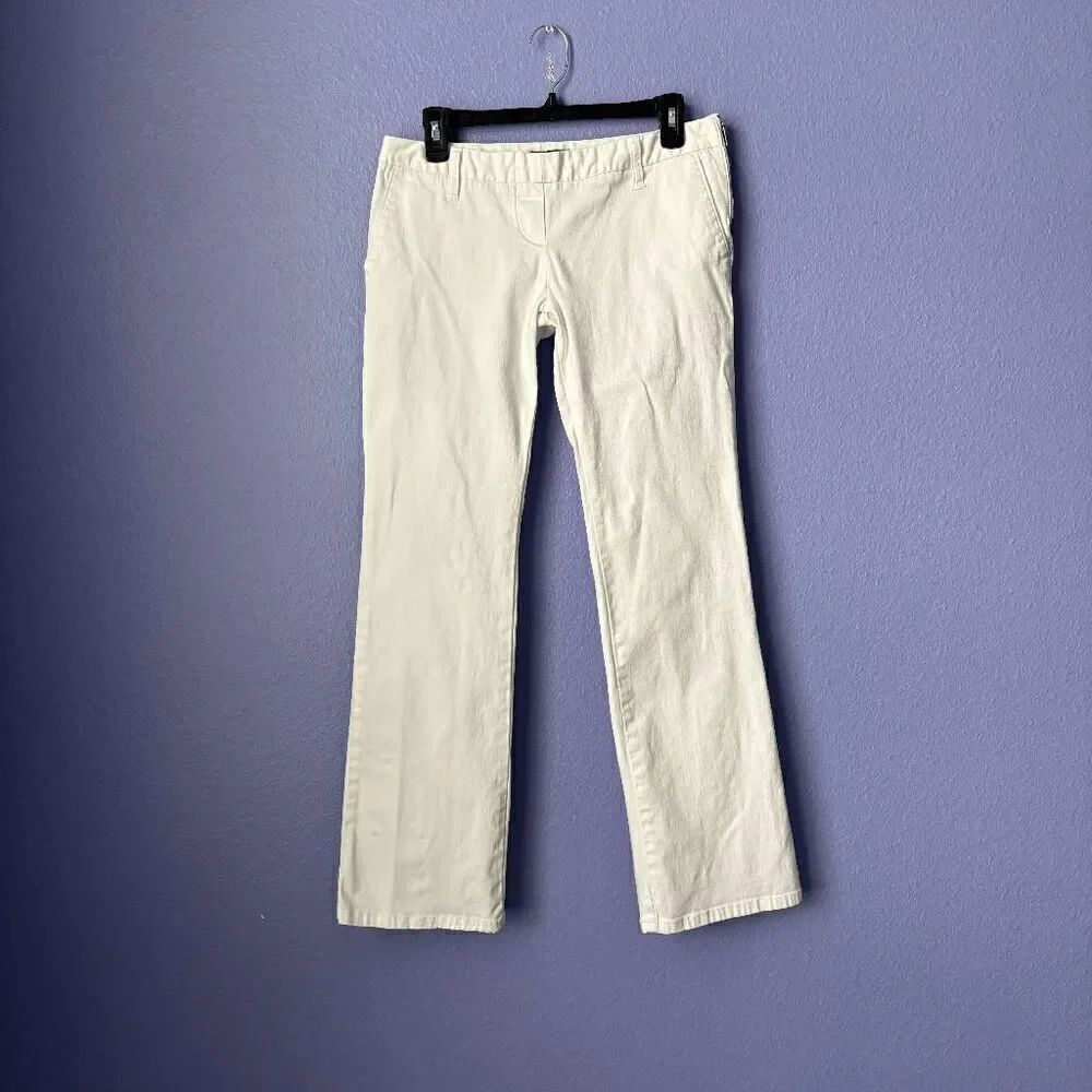 Split White Denim Low Rise Jeans Boot Cut Y2K 90s Side Zipper VNTG Size 7 Stretc
